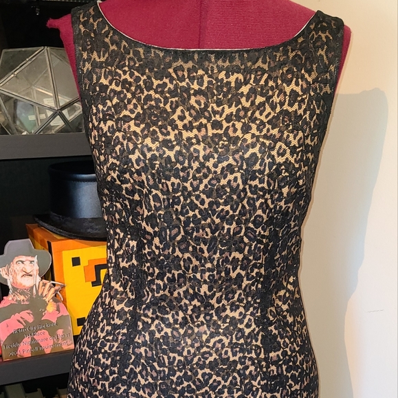 90's Rampage Lace Over Animal Print Dress - Picture 3 of 5